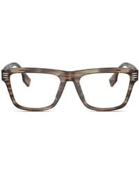 Burberry - Logo-Print Square-Frame Glasses - Lyst