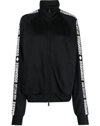 DSquared² - Logo-Stripes Zip-Up Cotton Sweatshirt - Lyst