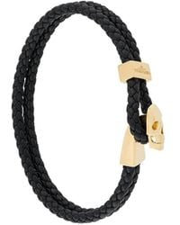 Northskull Braided Leather Skull Bracelet - Black