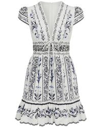 FARM Rio - Floral-Print Ruffled Mini Dress - Lyst