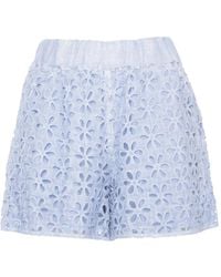 120% Lino - Floral-Broderie Shorts - Lyst