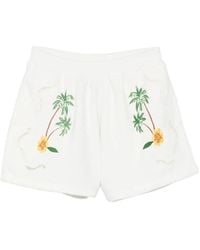 FARM Rio - Coconut Trees Come To Rio Palm-Tree-Embroidered Eyelet-Detail Shorts - Lyst