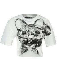 Rabanne - Graphic-Print Gathered-Detail T-Shirt - Lyst