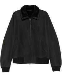 Emporio Armani - Reißverschluss-Jacke mit Pelzkragen - Lyst