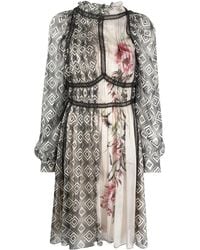 Alberta Ferretti - Geometric-Print Satin Dress - Lyst