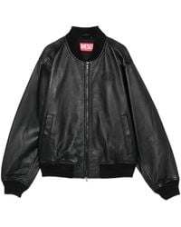 DIESEL - L-Ilyan-Rb Ribbed Leather Jacket - Lyst