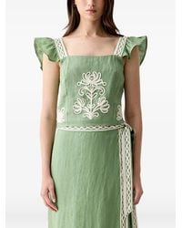 INTROPIA - Caela. Floral-Embroidered Ruffled Top - Lyst