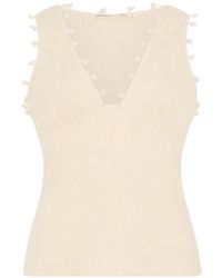 Kristina Ti - Pom-Pom Trim Ribbed Tank Top - Lyst