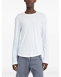 James Perse - Shirttail Hem Crew Long-Sleeve Cotton T-Shirt - Lyst