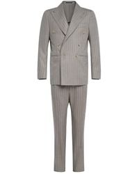 Franzese Collection - Tweedelig Pak Met Dubbele Rij Knopen En Krijtstreep - Lyst