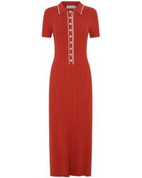 Anna Quan - Penelope Ribbed-Knit Contrast-Trim Midi Dress - Lyst