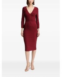 Hervé Léger - Athena V-Neck Midi Dress - Lyst