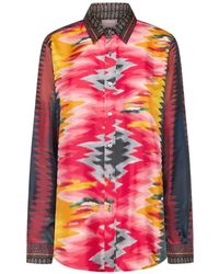 Pierre Louis Mascia - Aloe Geometric-Print Silk Shirt - Lyst