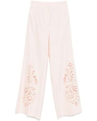 Twinset - Floral-Embroidered Trousers - Lyst