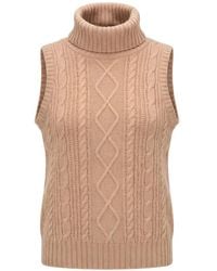 Kristina Ti - Cable-Knit Roll-Neck Vest - Lyst