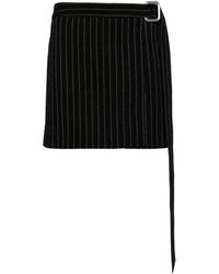 Ami Paris - Pinstripe-pattern belted skirt - Lyst