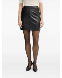 BOSS - Front-Seam Leather Skirt - Lyst
