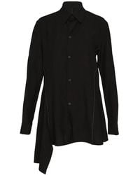 Yohji Yamamoto - Asymmetric Contrast-Stitch Shirt - Lyst
