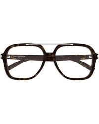 Saint Laurent - Double-Bridge Pilot-Frame Glasses - Lyst