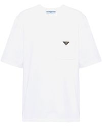 Prada - Triangle-logo Cotton T-shirt - Lyst