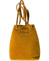 Miu Miu - Suède Schoudertas Met Buidel - Lyst