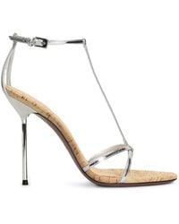 Paris Texas - Lidia Metallic-Effect T-Bar Sandals - Lyst