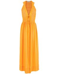 Martha Medeiros Cibele Sleeveless Crochet Beach Dress - Orange
