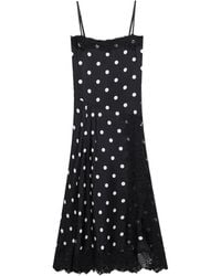 Sportmax - Polka-Dot Lace-Trim Midi Dress - Lyst