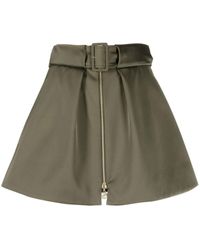 Patou - Green Flared Mini Skirt With Belt And Zipper - Lyst