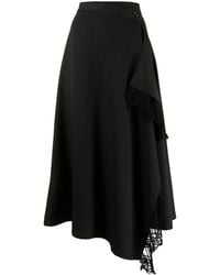 Y's Yohji Yamamoto - Drape Detail Flared Skirt - Lyst