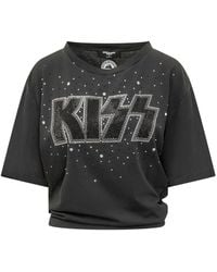 DSquared² - Cropped Studded Kiss Graphic T-Shirt - Lyst