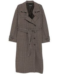 Emporio Armani - Prince Of Wales Check Belted Coat - Lyst