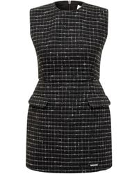 MSGM - Checked Tweed Dress - Lyst