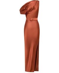 Nicholas - One-Shoulder Belted-Waist Maxi Dress - Lyst