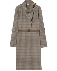Burberry - Scarf-Collar Checked Mini Dress - Lyst