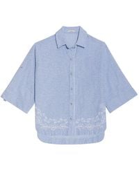 Agua Bendita - Chrissy Striped Embroidered Cotton Shirt - Lyst