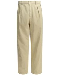Prada - Pantalones De Algodón Con Pinzas - Lyst