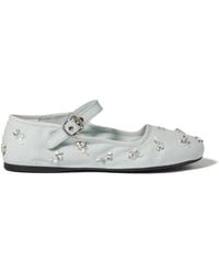 Miu Miu - Embroidered Drill Ballerinas - Lyst