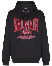 Balmain - Flocked College Hoodie - Lyst