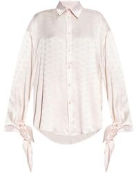 Balenciaga - Logo-Jacquard Tie-Cuff Shirt - Lyst