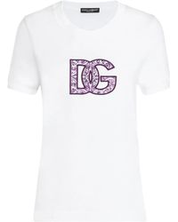 Dolce & Gabbana - Katoenen T-Shirt Met Logopatch - Lyst