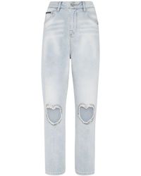 Philipp Plein - Heart-Patch Straight Jeans - Lyst