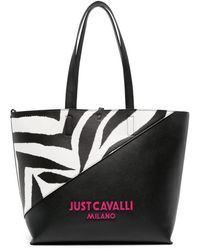 Just Cavalli - Zebra-print Panelled Tote Bag - Lyst