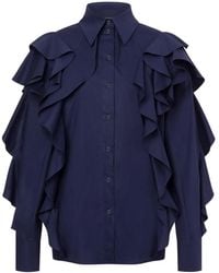 Alberta Ferretti - Stretch-Cotton Ruffled Detailing - Lyst