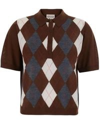 Semicouture - Diana Argyle-Pattern Short-Sleeve Polo Top - Lyst