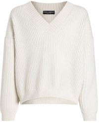 Dolce & Gabbana - V-Neck Ribbed Sweater - Lyst