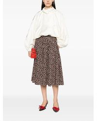 MSGM - Floral-Print Pleated Midi Skirt - Lyst