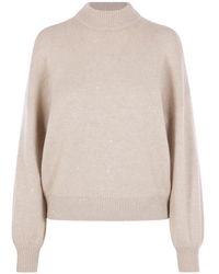 Brunello Cucinelli - Sequin-Embellished High-Neck Sweater - Lyst