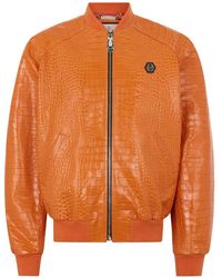 Philipp Plein - Veste En Cuir À Design Embossé - Lyst