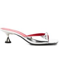 Plan C - Bow-Detail Leather Sandals - Lyst